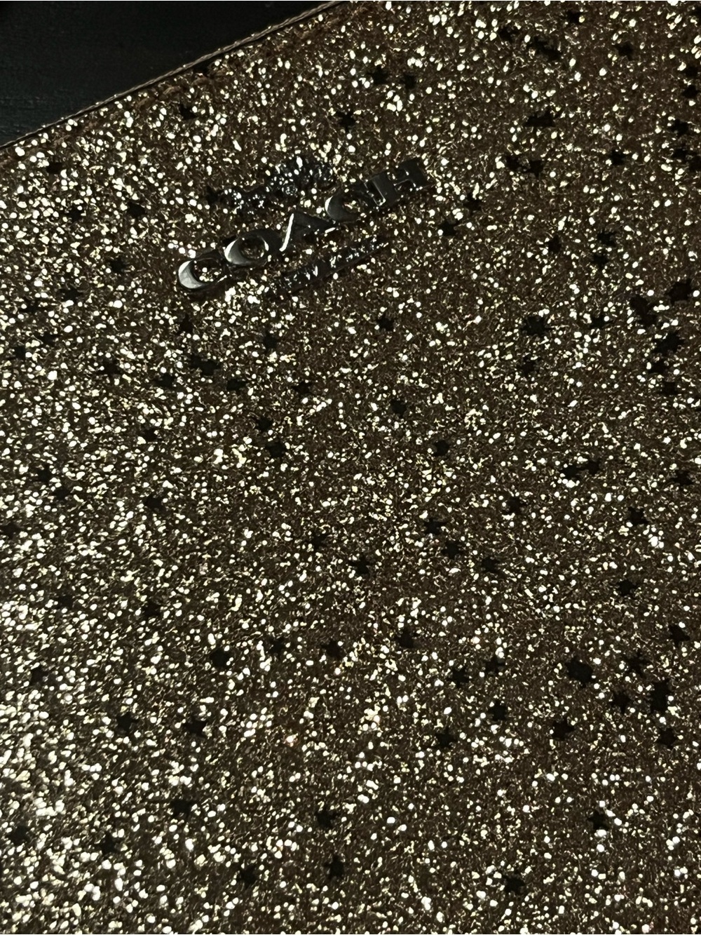 Coach Gold Glitter Corner Zip Wristlet Sparkle Wallet Clutch NWOT - Picture 5 of 7